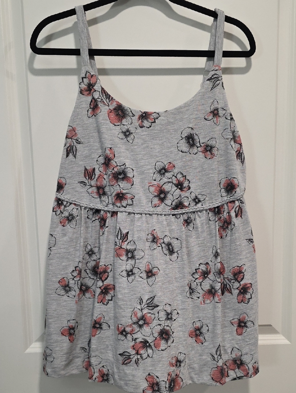 torrid Light Gray Sleeveless Top with Pink Floral Detail
